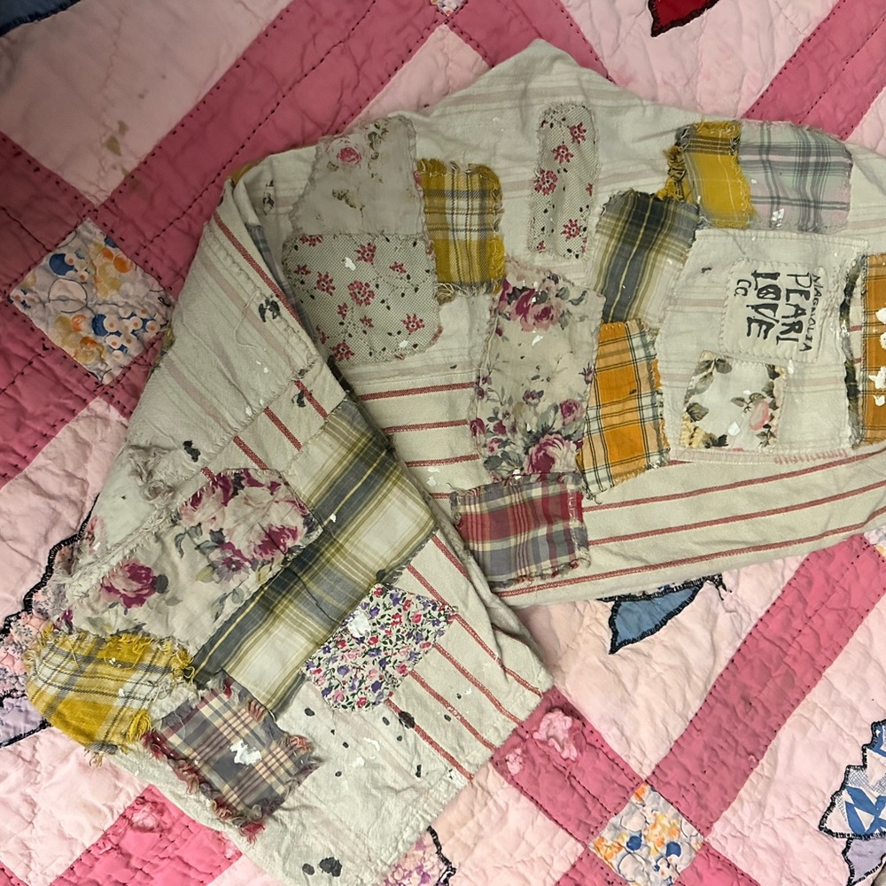 Floral and Plaid Patchwork Quilt